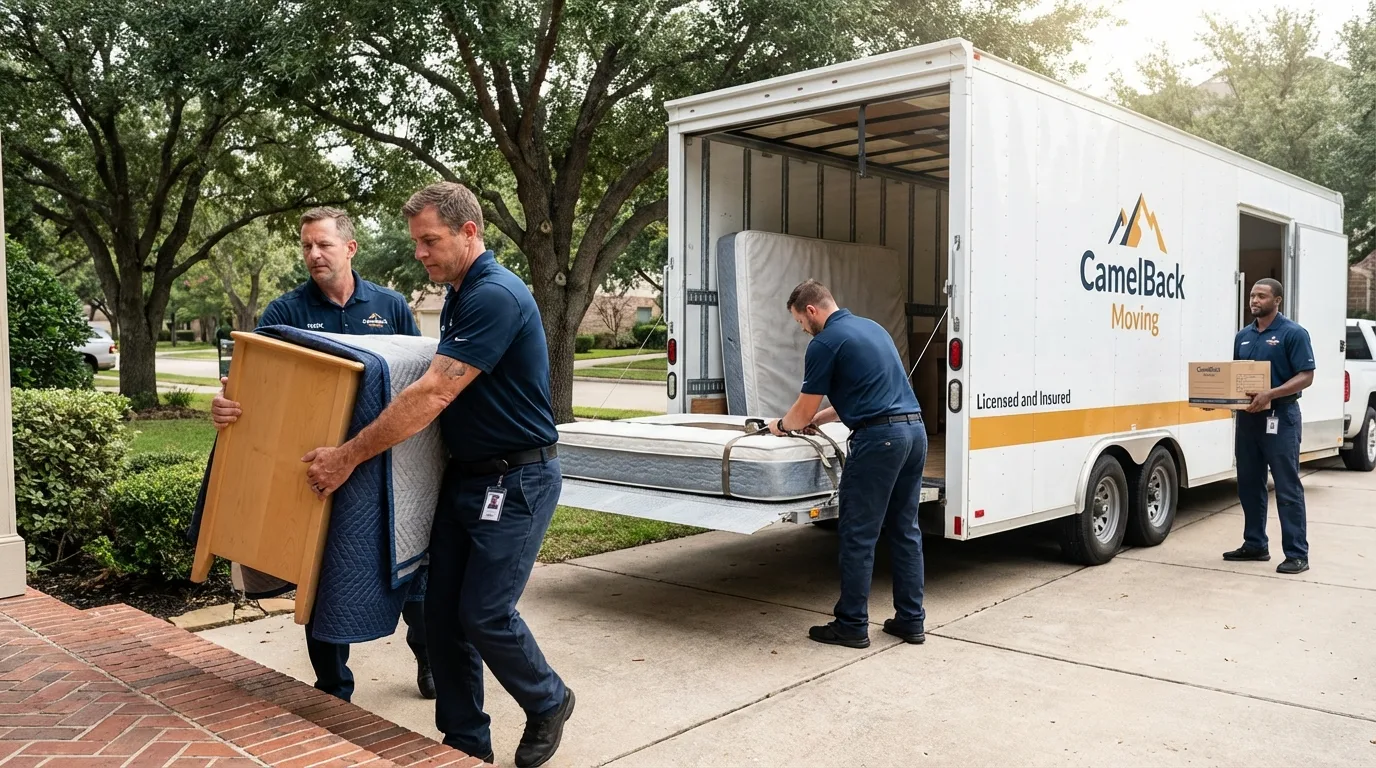 Crew loading residential truck for cross-state move from Belford, NJ